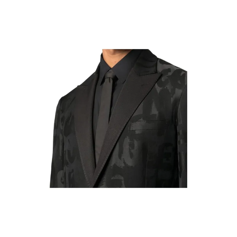 Alexander McQueen Logo Jacquard Tailored Blazer-5