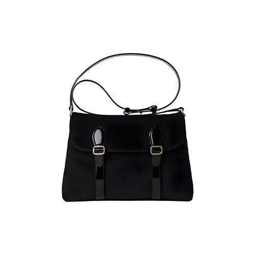 NOMK Suede Messenger Bag Shoulder Bag Crossbody Bag Women's Black & Khaki