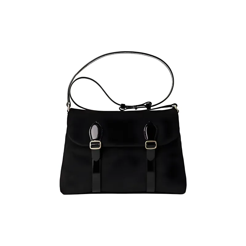 NOMK Suede Messenger Bag Shoulder Bag Crossbody Bag Women's Black & Khaki-0