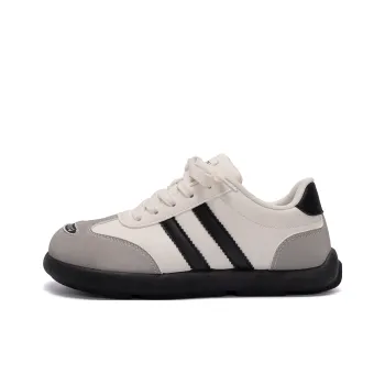 HUANQIU Anti Slip Wear Resistant Low Top Skateboard Shoes Women's Beige Black