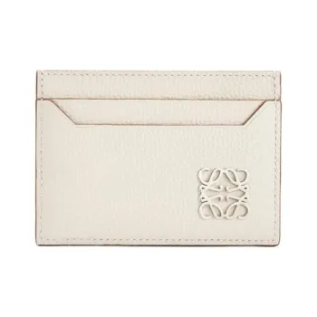 LOEWE Anagram Grained Calfskin Card Clip Card Holder Women's Ecru