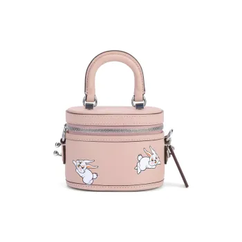 COACH Baymax Rabbit, Collaboration Trail Cow Leather Box Bag, Shoulder Bag, Crossbody Bag, Handbag Mini Women's Pink
