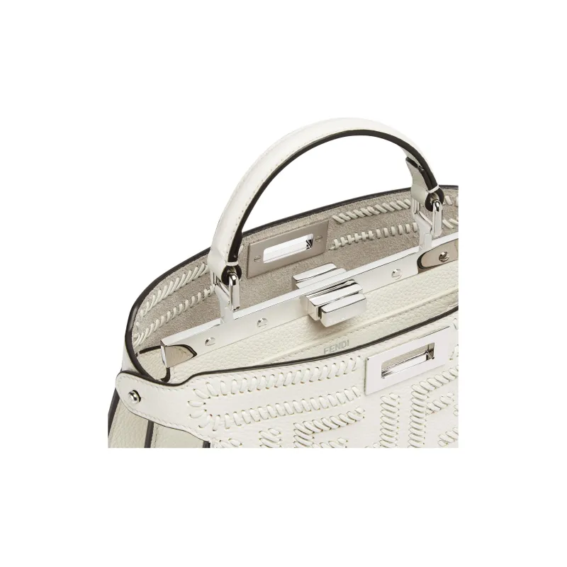 FENDI Peekaboo ISeeU Calfskin Shoulder Bag, Crossbody Bag, Handbag Trumpets Women's White-4