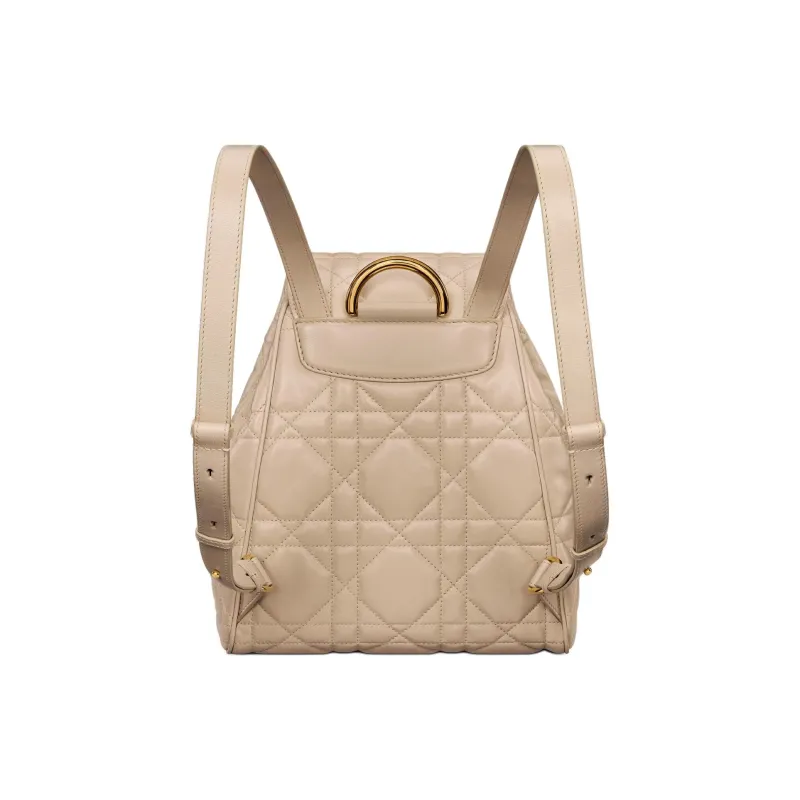 DIOR Caro Sheepskin Backpack Medium Size Women's Rouge Beige-2