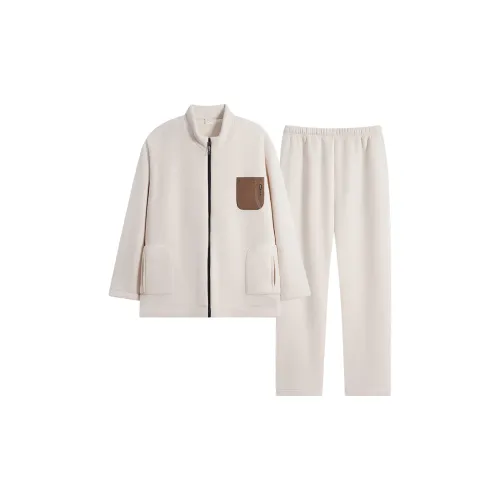 Sha Qian Pajama Set Men's Milk White