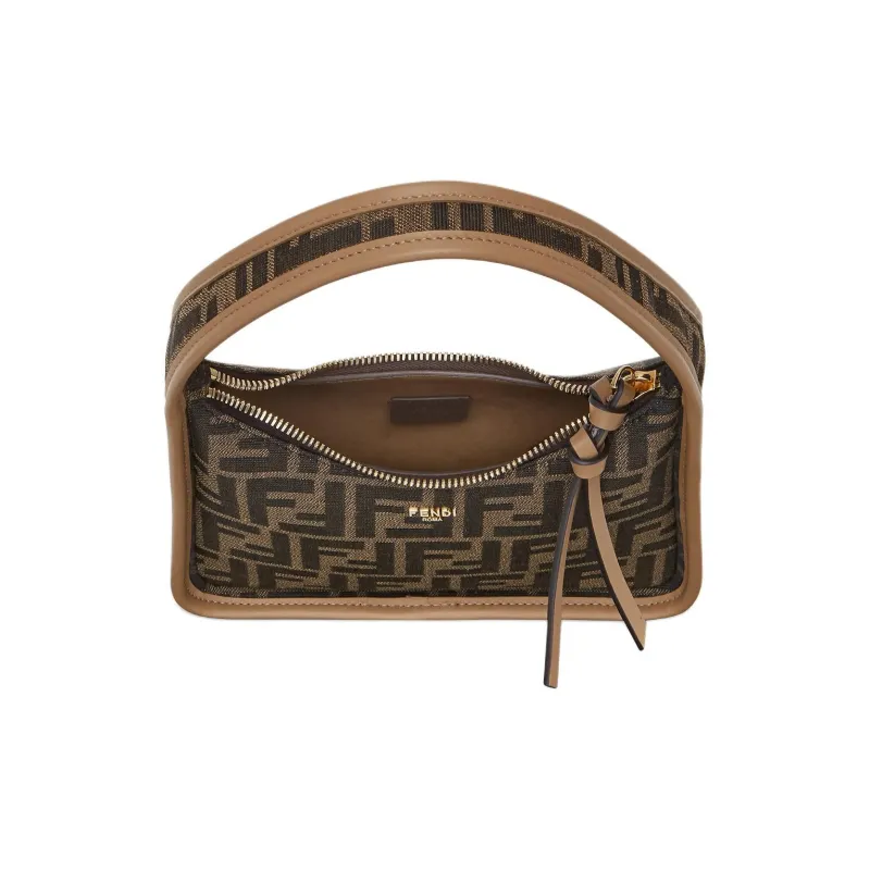 FENDI Polyester With Cotton Crescent Bag Shoulder Bag Handbag Mini Women's Brown-6