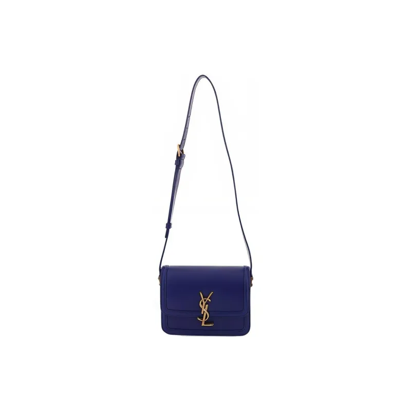 SAINT LAURENT SOLFERINO Leather Shoulder Bag Crossbody Bag Small Size Women's Sapphire Blue-3