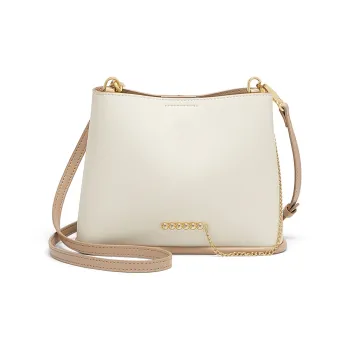 CNOLES Cow Leather Bucket Bag Crossbody Bag Shoulder Bag Women's Coconut Cloud Milk Coffee