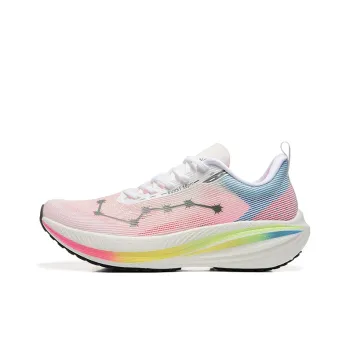 DUANGOU Cushioning Lightweight Breathable Slip Resistant Low Top Sports Running Shoes Unisex White/Pink Blue