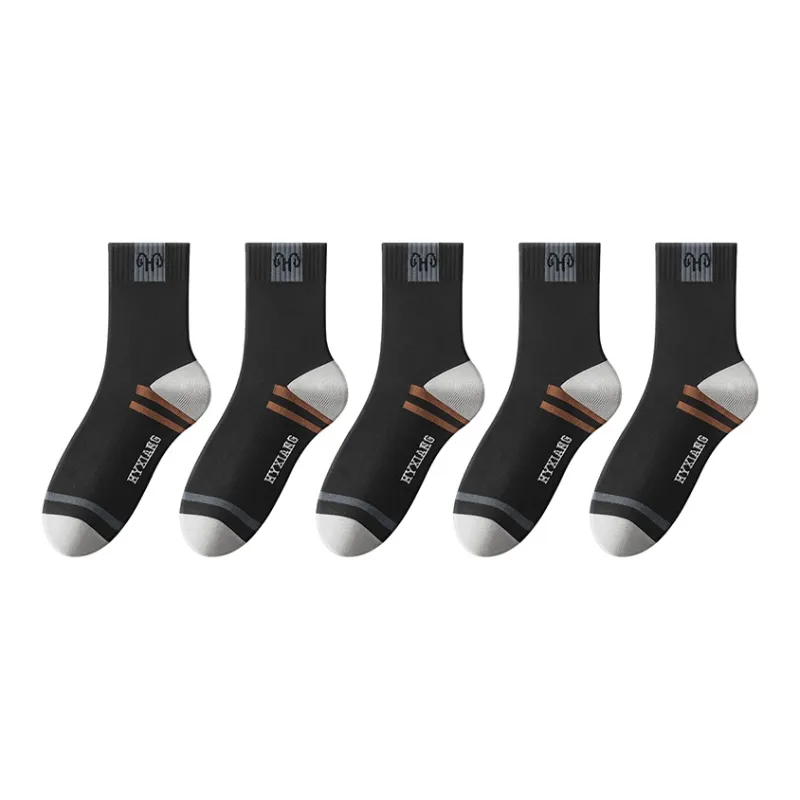 H YXIANG Mid Calf Socks Men's 5 Pack-4