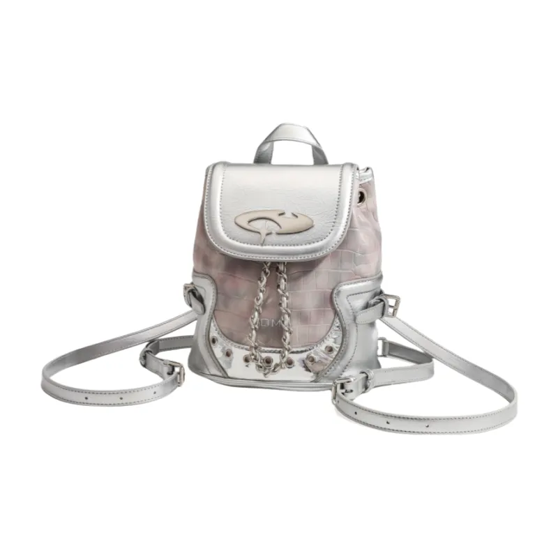 NOMK PU Handbag Backpack Regular Women's Dusty Pink/Classic Black-3