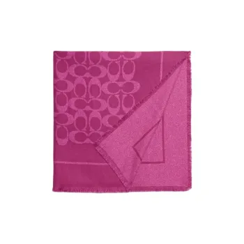 COACH Sheep Wool Knit Scarves Women's Dark Purple Red