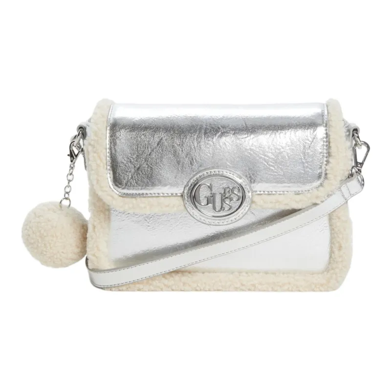 GUESS Artificial Leather Shoulder Bag Crossbody Bag Women's Silver-0