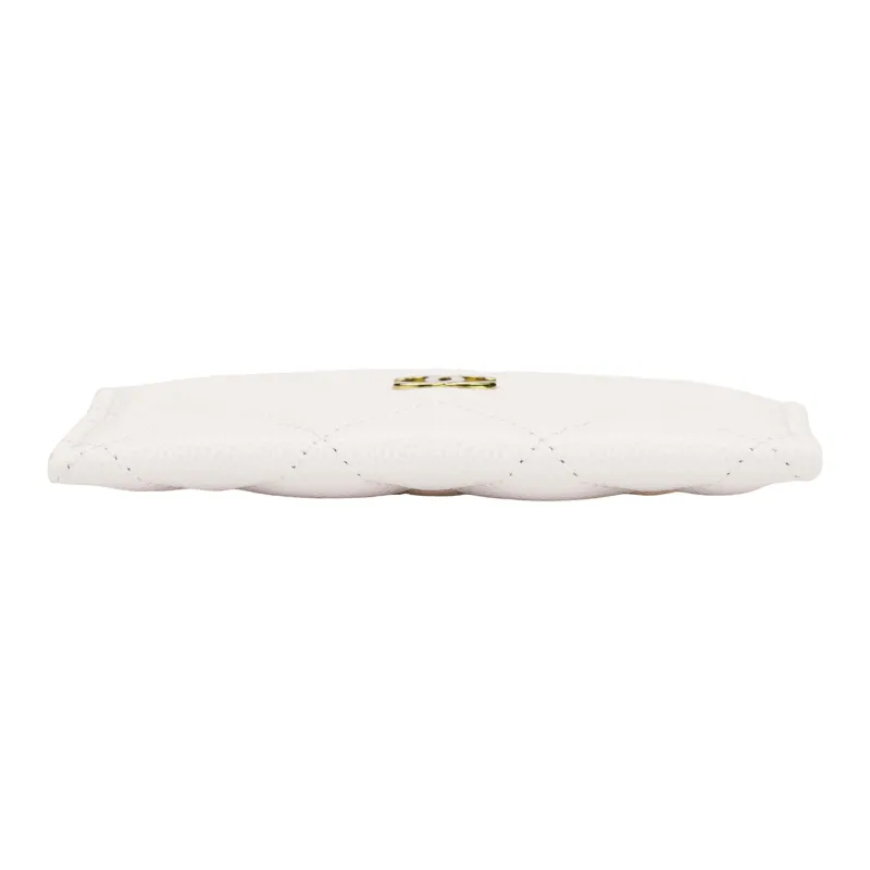 CHANEL Grain Calfskin Coin Purse, Card Holder Regular Women's White-5