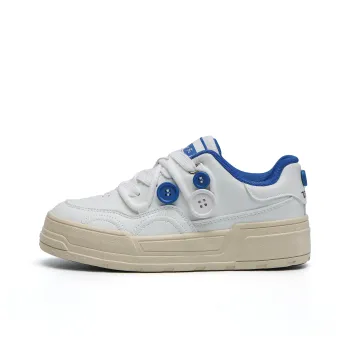 TUOPIN Anti Slip Wear Resistant Low Top Skateboard Shoes Women's White Blue