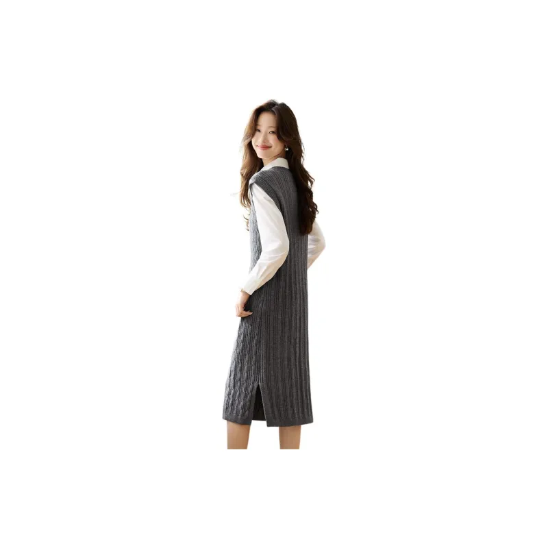Mo Han Yi Mei Sleeveless Dress Women's Dark Gray-1