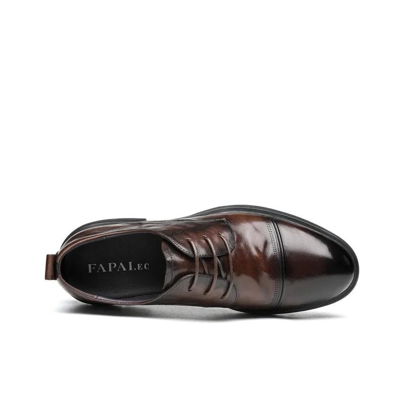 FAPAI Men's Casual Shoes Men Low Top Brown-2