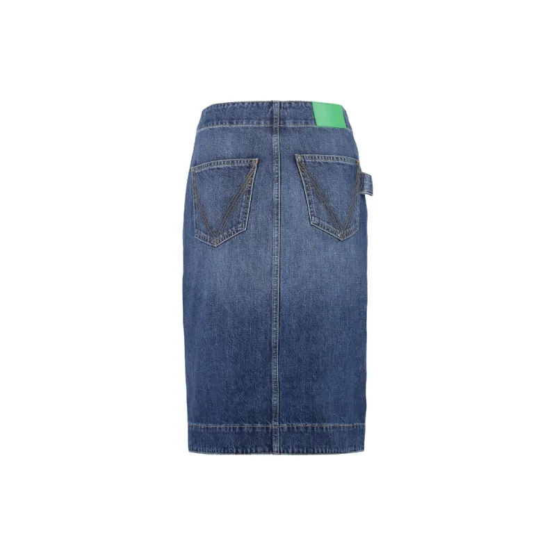 Bottega Veneta Denim Long Skirts Women's Blue-1