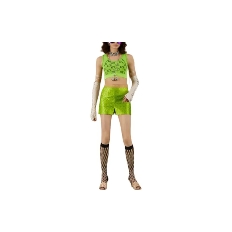 GUCCI Gg Jersey Jacquard Sleeveless Top 'Fluo Yellow/Black'-1