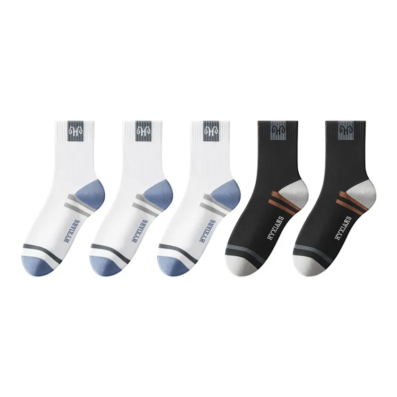 H YXIANG Mid Calf Socks Men's 5 Pack-2