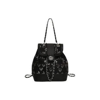 NOMK PU Shoulder Bag, Handbag, Backpack Women's Black/Silver