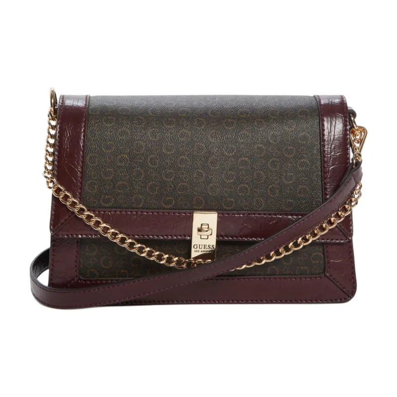 GUESS Artificial Leather Shoulder Bag Crossbody Bag Women's Dark Brown & Burgundy-0