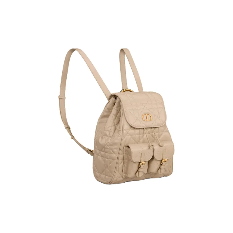 DIOR Caro Sheepskin Backpack Medium Size Women's Rouge Beige-1