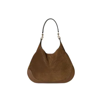 GUCCI Suede Shoulder Bag Medium Size Women's Brown