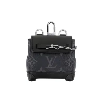 LOUIS VUITTON Steamer Coated Canvas With Leather Trim Storage Bags Pendants Shoulder Bag Crossbody Bag Mini Men's Black
