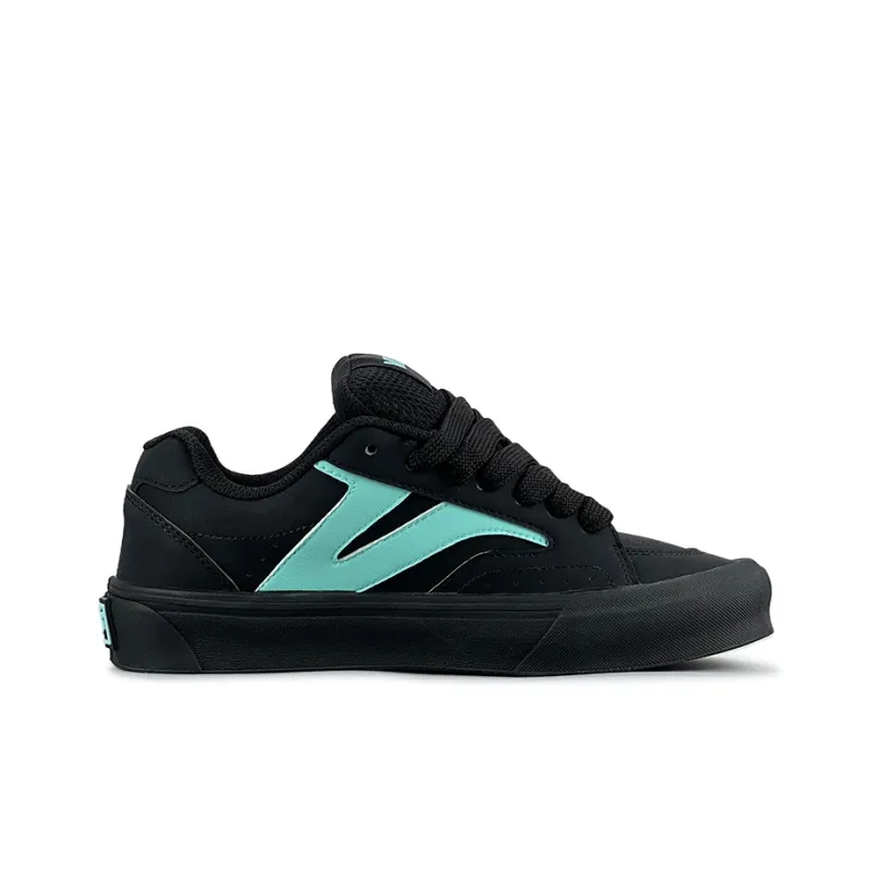 VFDF Puffy Shoes Anti Slip And Wear Resistant Breathable Low Top Skateboard Shoes Unisex Black Green-1