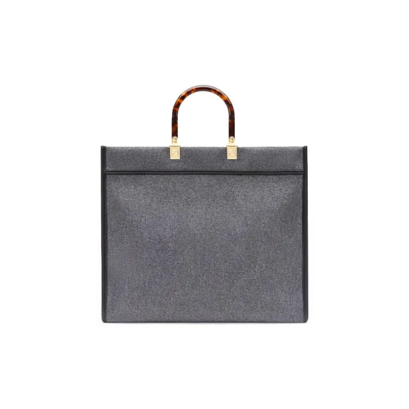 FENDI Flannel Tote Bag Shopping Bag Handbag Large Size Unisex Gray-2