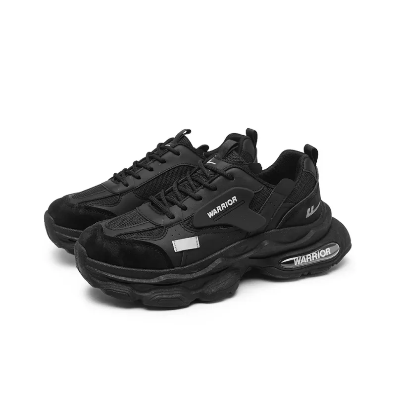 Warrior Height Increasing Wear Resistant Lightweight Slip Resistant Low Top Chunky Sneakers Men's Black-2