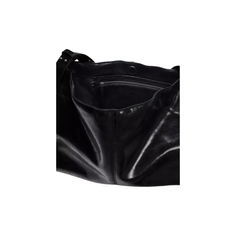 ZARA Polyurethane Portable Crossbody Bag, Shoulder Bag Tubas Women's Black-4