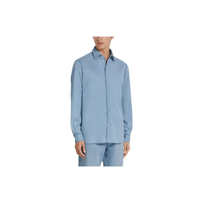 Ermenegildo Zegna Long Sleeved Denim Shirt-1