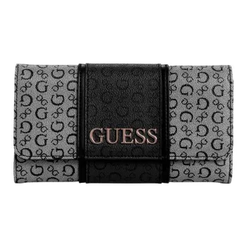 GUESS Coated Canvas Wallet Women's Black Gray Color