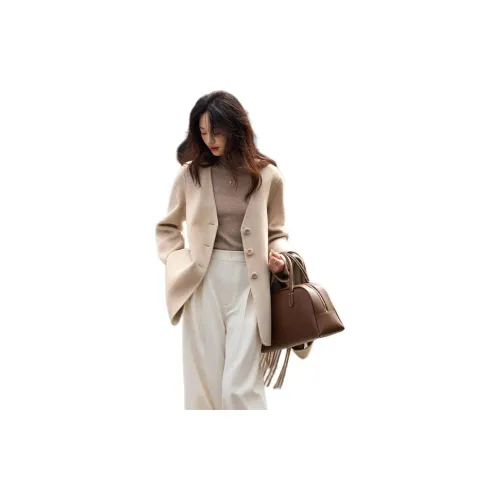 Mo Han Yi Mei Coats Women's Elegant Beige