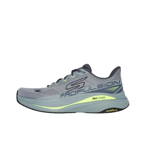 Skechers Max Cushioning Running Shoes Men Low-Top Gray Green