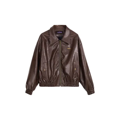 JOLLIGHT Leather Jackets Women's Vintage Coffee