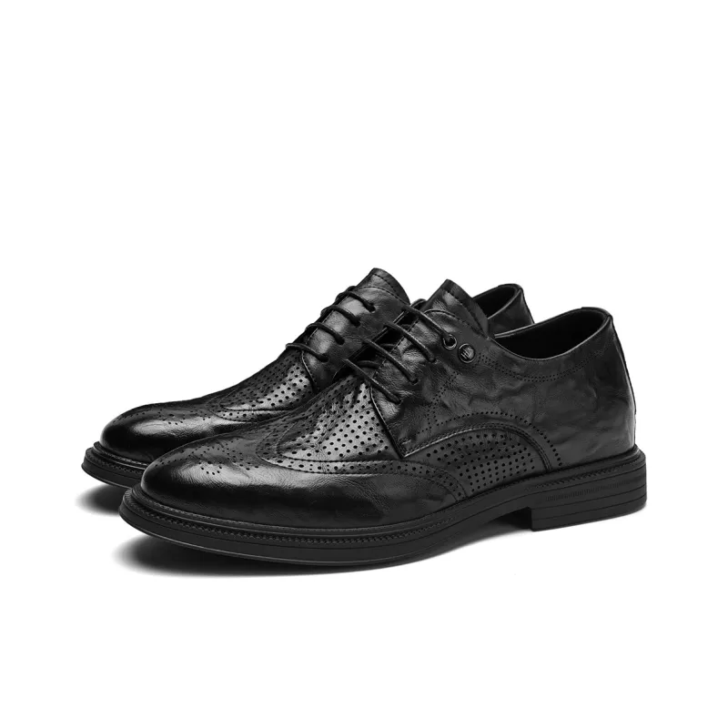 HLA Dress Shoes Men Low Top Black-30