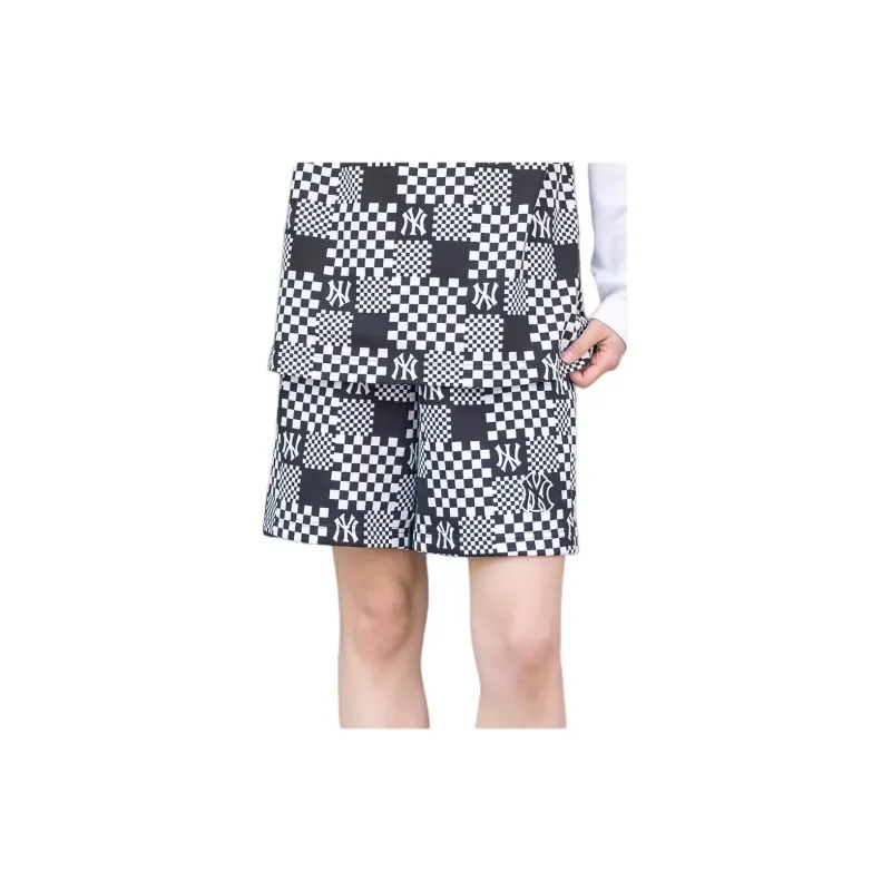 MLB Checkerboard New York Yankees Casual Shorts Unisex Charcoal Gray-1