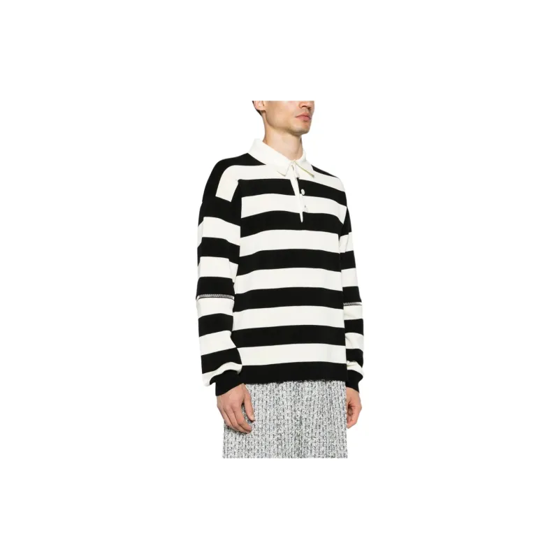GUCCI Logo Patch Striped Polo Shirt-4