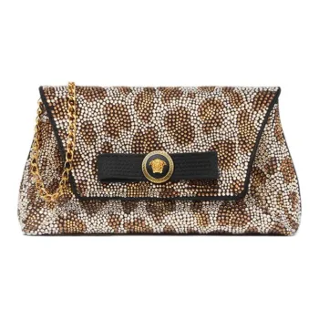 VERSACE Viscose Clutch Women's Black & Gold