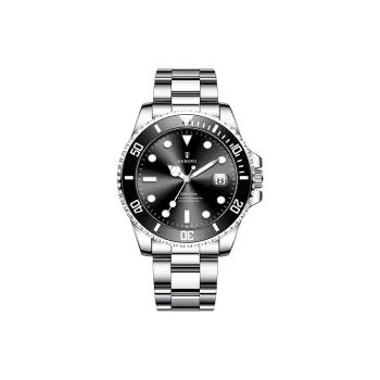 RENOVO Diver Mechanical Movement Stainless Steel Watchband Watch Men's Watches Black Dial