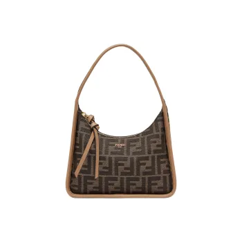 FENDI Polyester With Cotton Crescent Bag Shoulder Bag Handbag Mini Women's Brown