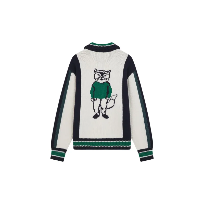 Maison Kitsune Zipped Knitted Bomber Jacket-1