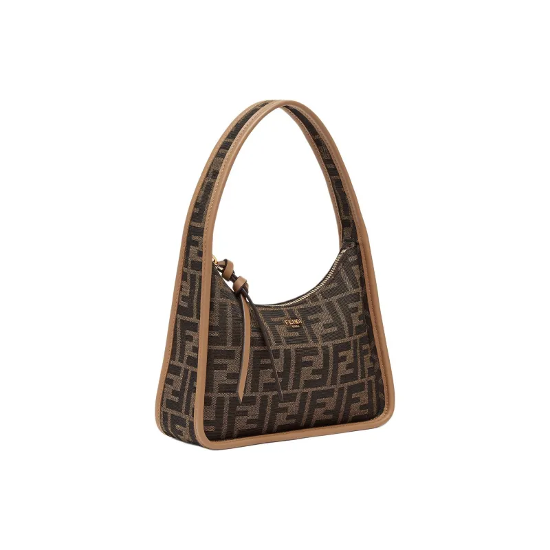 FENDI Polyester With Cotton Crescent Bag Shoulder Bag Handbag Mini Women's Brown-2