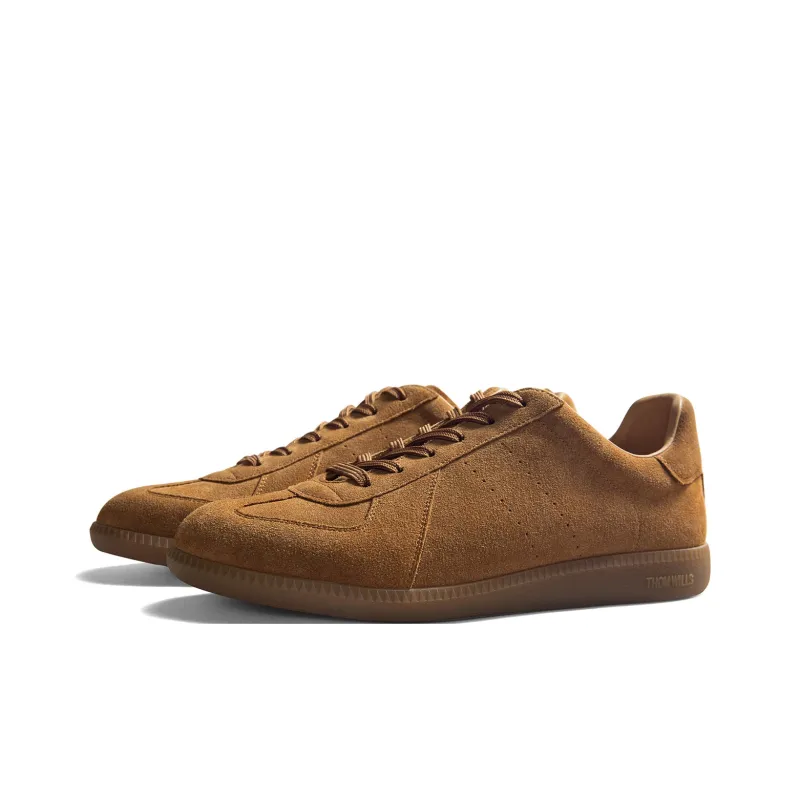 THOM WILLS Trendy Vintage Suede German Army Trainers Low Top Skateboard Shoes Men's-8