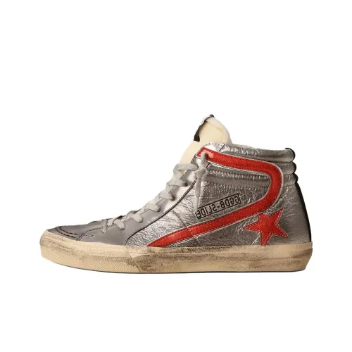 Golden Goose Slide Skateboard Shoes Women's High-Top Silver