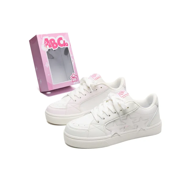 ABCIO Coverage Waterproof Support Low Top Skateboard Shoes Unisex Pink White-6