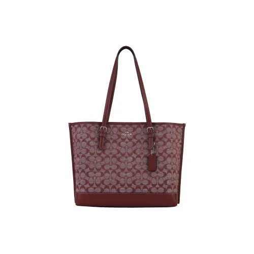 COACH Mollie Jacquard Fabric With Cow Leather Twister Bag, Shopping Bag, Handbag, Shoulder Bag Large Size Women's